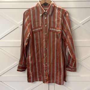 Worth New York linen tunic. Stunning salmon w blue stripe. Size S. Pristine